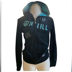 O'Neill Black and Blue Hoodie. Tag says XL, but fit on M.